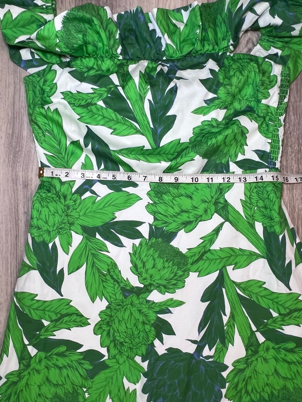 Hyacinth House Green Dandelion Floral Off-The Shoulder Giselle Dress Size M - Picture 10 of 15
